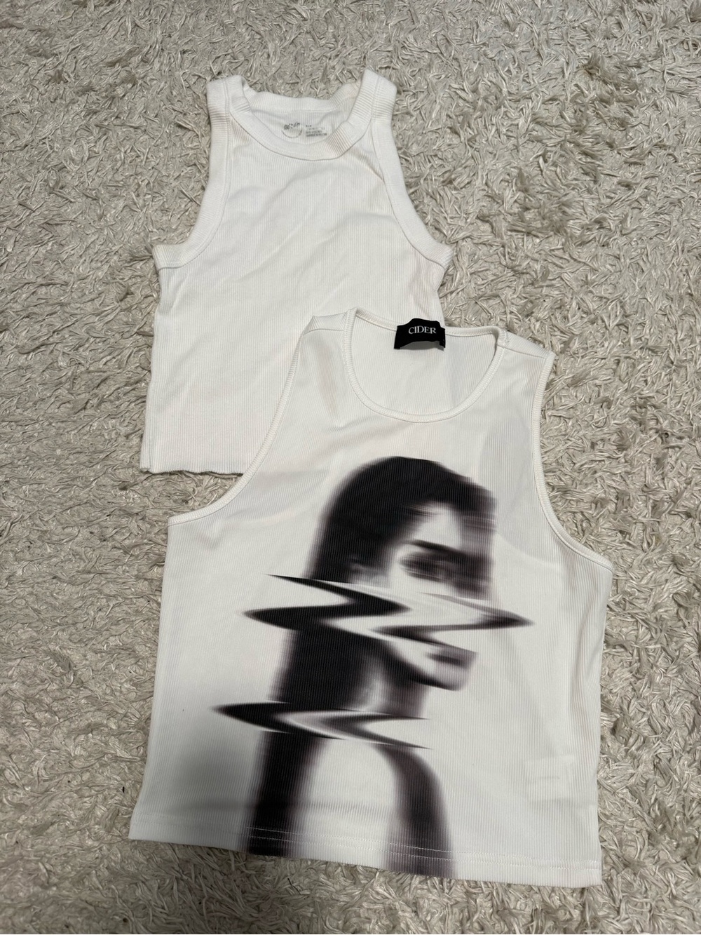 BUNDLE Cider White Ribbed Graphic Tank